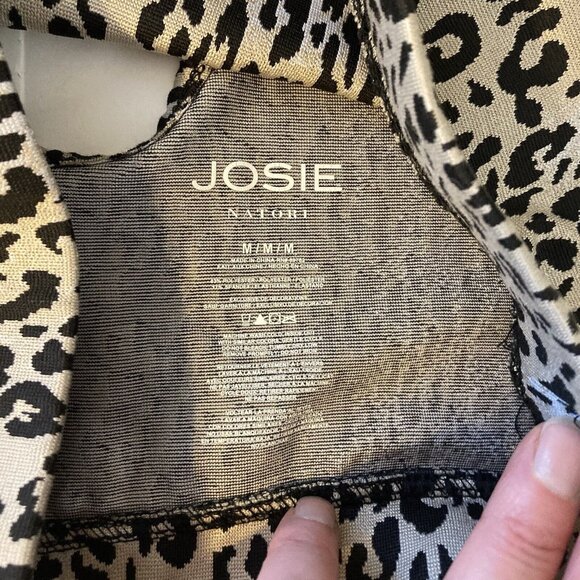 Josie Natori Womens Cropped Tank Top Activewear Medium Animal Print - Picture 3 of 5